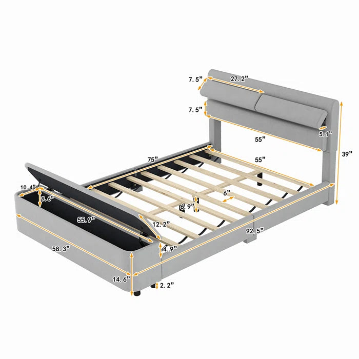 Hydraulic Bed: Upholstered Storage Bed