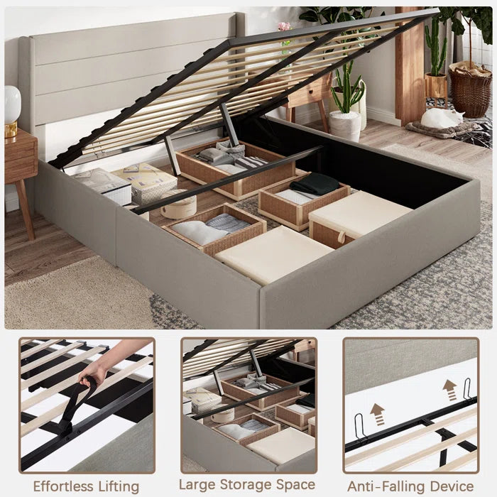 Hydraulic Bed: Verdugo Hydraulic Lift Up Storage Upholstered Platform Bed