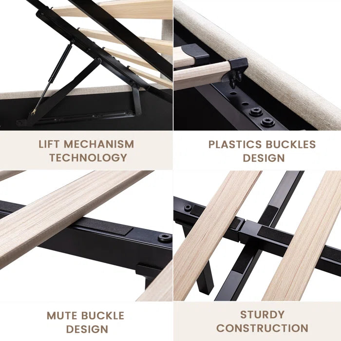 Hydraulic Bed: Verdugo Hydraulic Lift Up Storage Upholstered Platform Bed