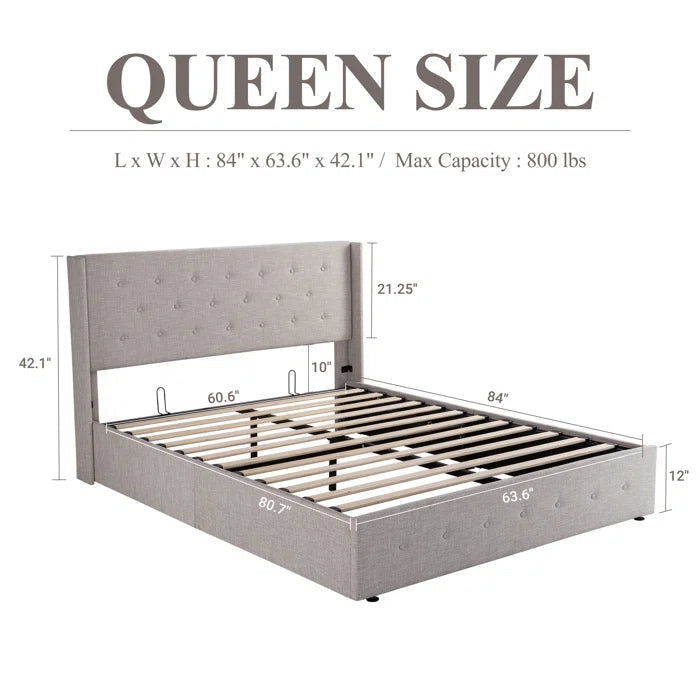 Hydraulic Bed: Upholstered Storage Bed