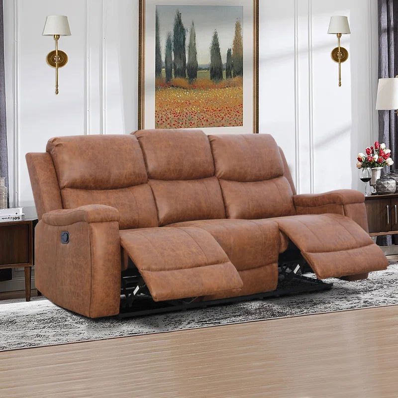 Luxury Sofa Sets: 3-Piece Faux Leather Reclining Sofa Set with Cup Holders