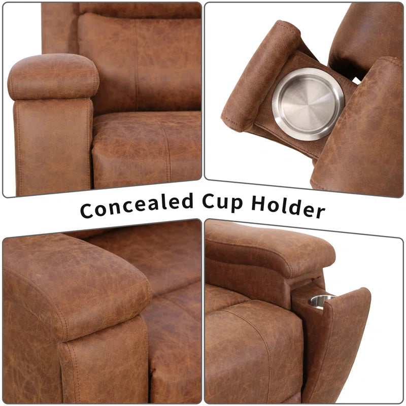 Luxury Sofa Sets: 3-Piece Faux Leather Reclining Sofa Set with Cup Holders