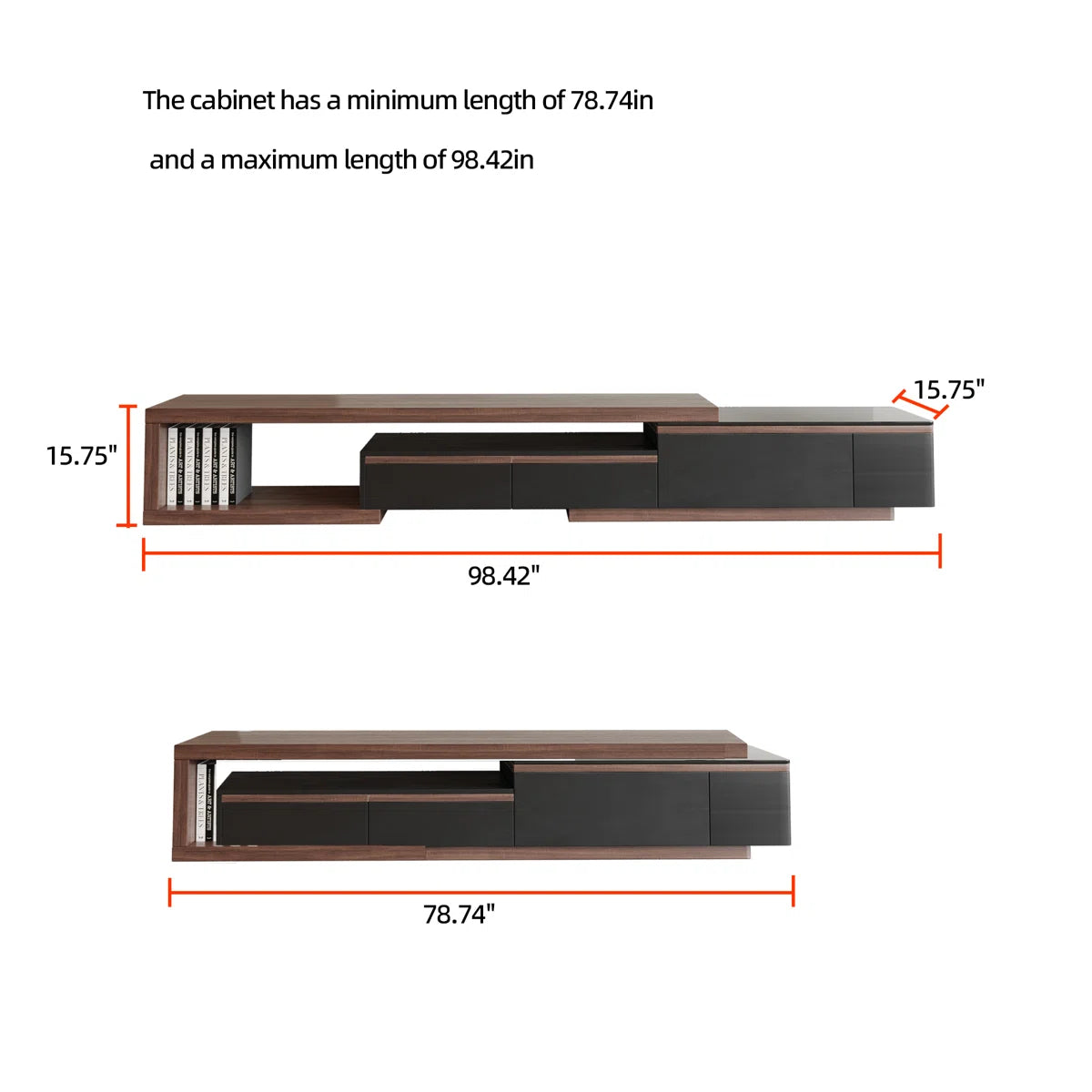 tv panel: 78.74'' Solid Wood Extendable tv panel with 2 Drawers and Storage Space