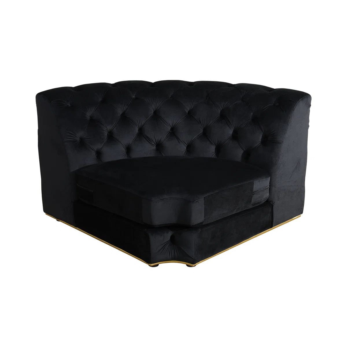 Luxury Sofa Sets: 3-Piece Black Microfiber Sofa Set with Gold Accents – Elegant & Modern Living Room Furniture