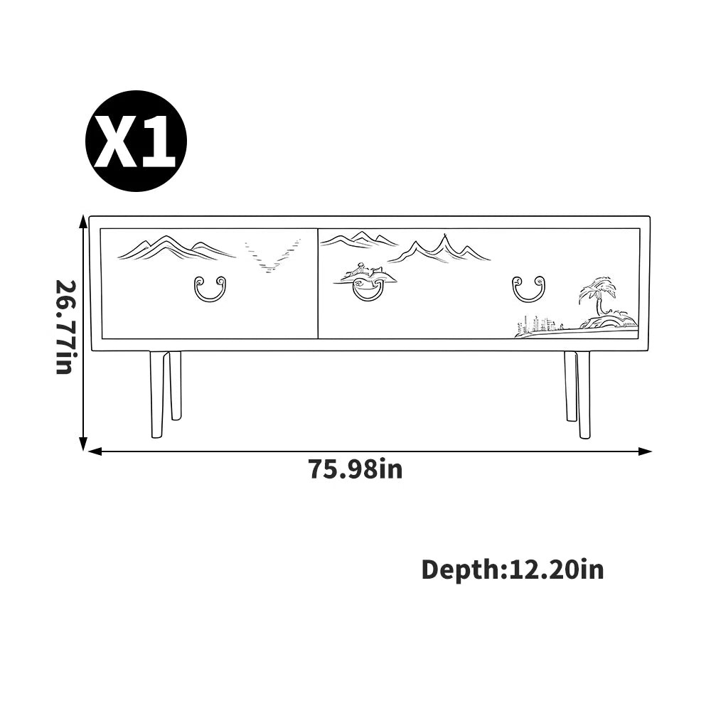 tv panel: Italian style retro high-footed tv panel