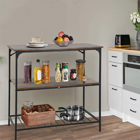 Kitchen Racks: 3 Tier Kitchen Island Storage Kitchen Counter with Large Storage