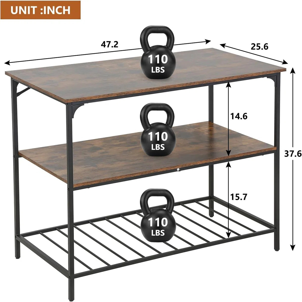 Kitchen Racks: 3 Tier Kitchen Island Storage Kitchen Counter with Large Storage