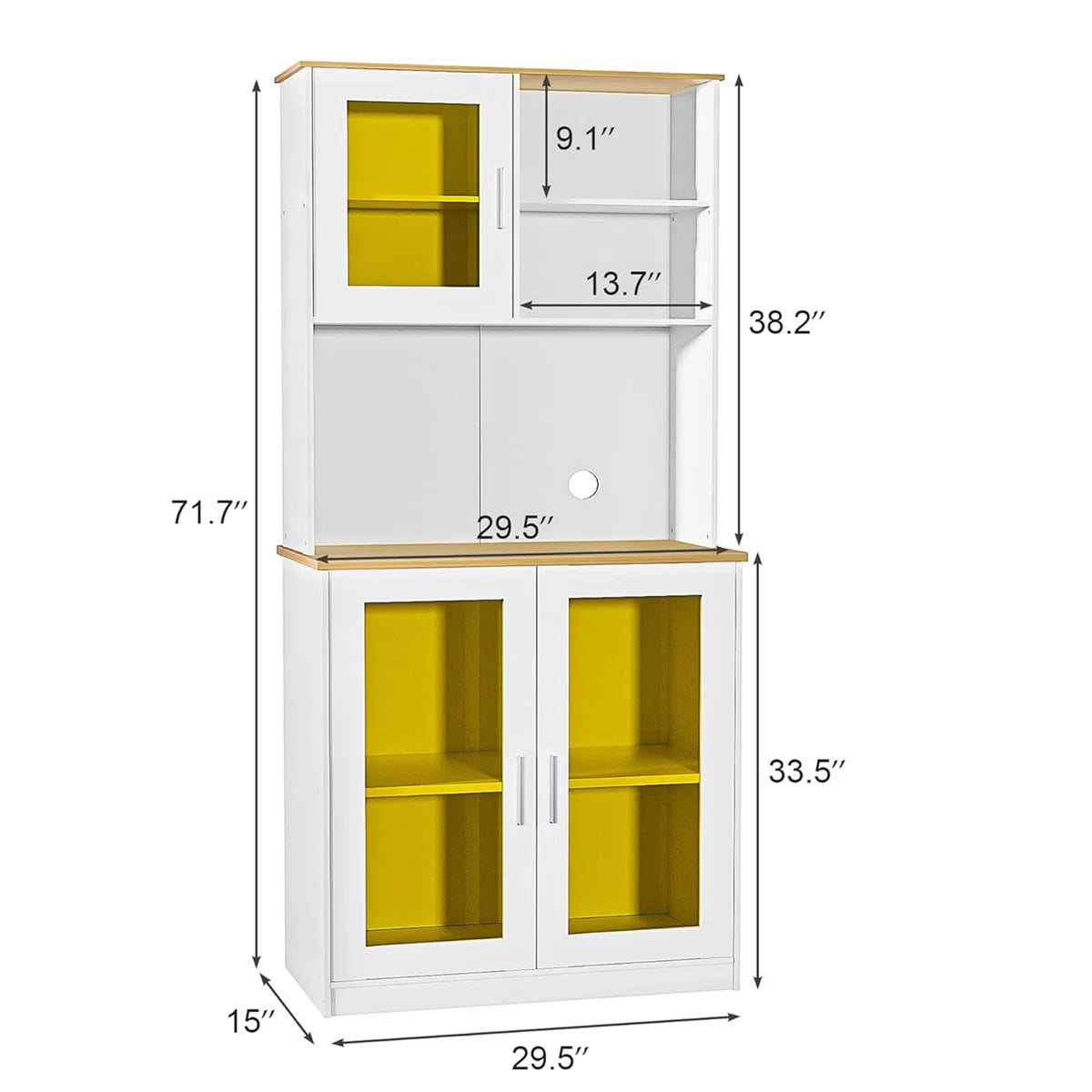 Microwave Stands: 71" Freestanding Kitchen Pantry Cabinet with Doors, Shelves & Hutch Organizer