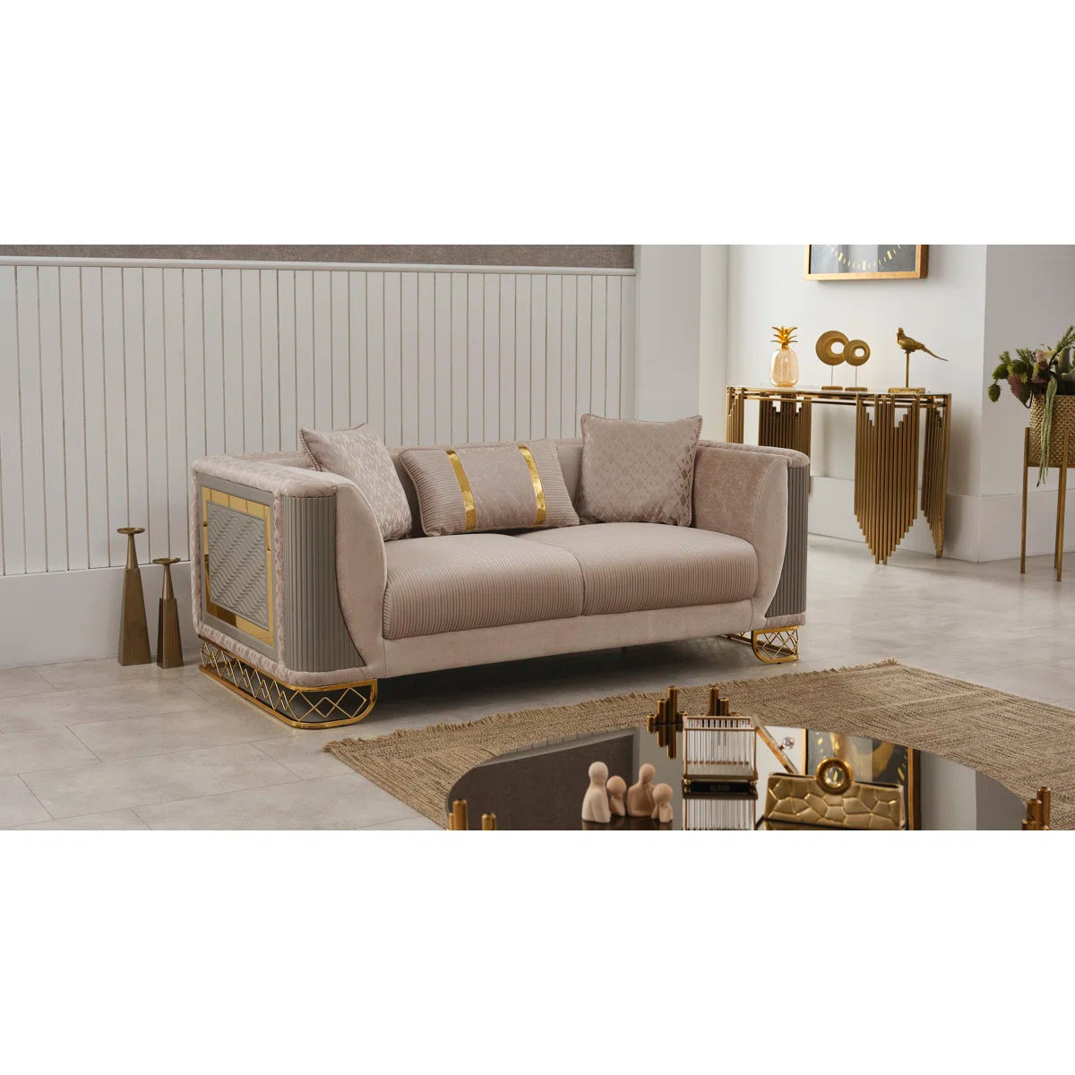 7 Seater Sofa Set: 4-Piece Modern Living Room Sofa Set