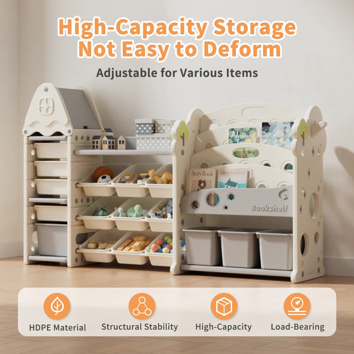 Kids Toy Storage Unit: Castle-Shaped Organiser with 17 Storage Boxes