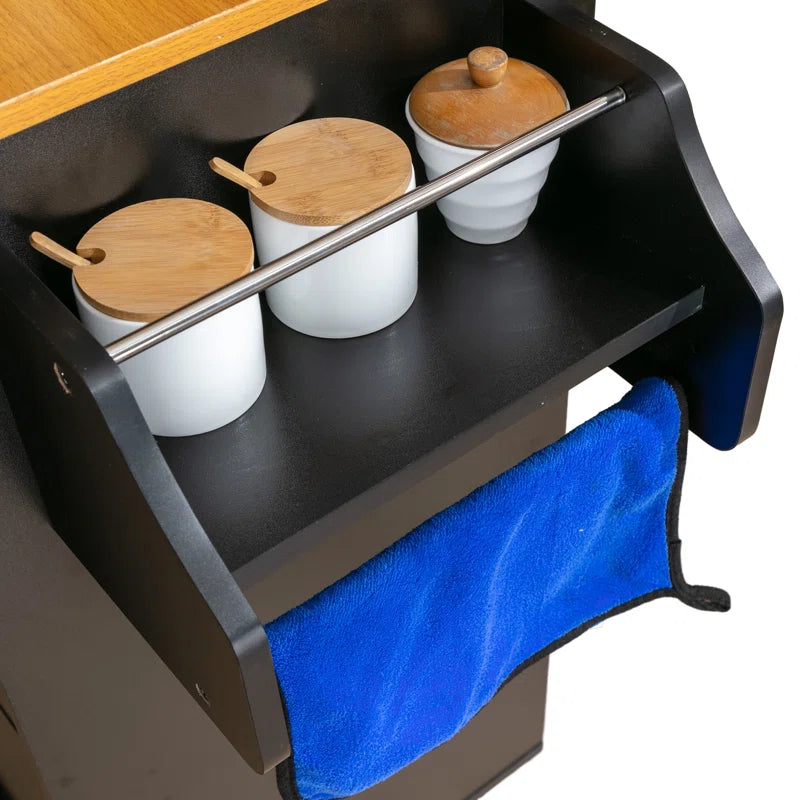 Kitchen Island Table with Drop Leaf, Drawers, Cabinet & Wheels – 43.7 Inch with Ample Storage