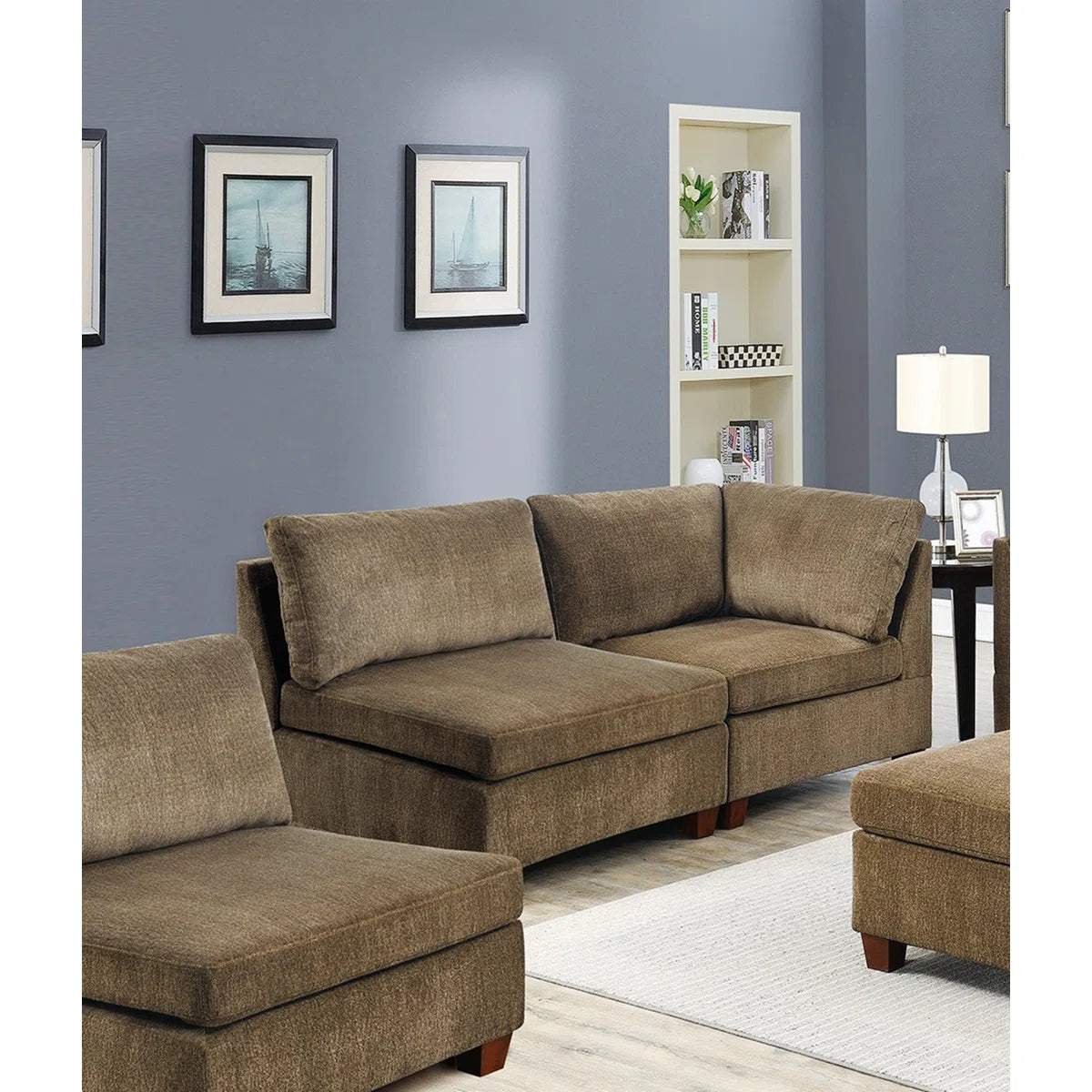 7 Seater Sofa Set: Chenille Modular Sectional with 3 Corner Set