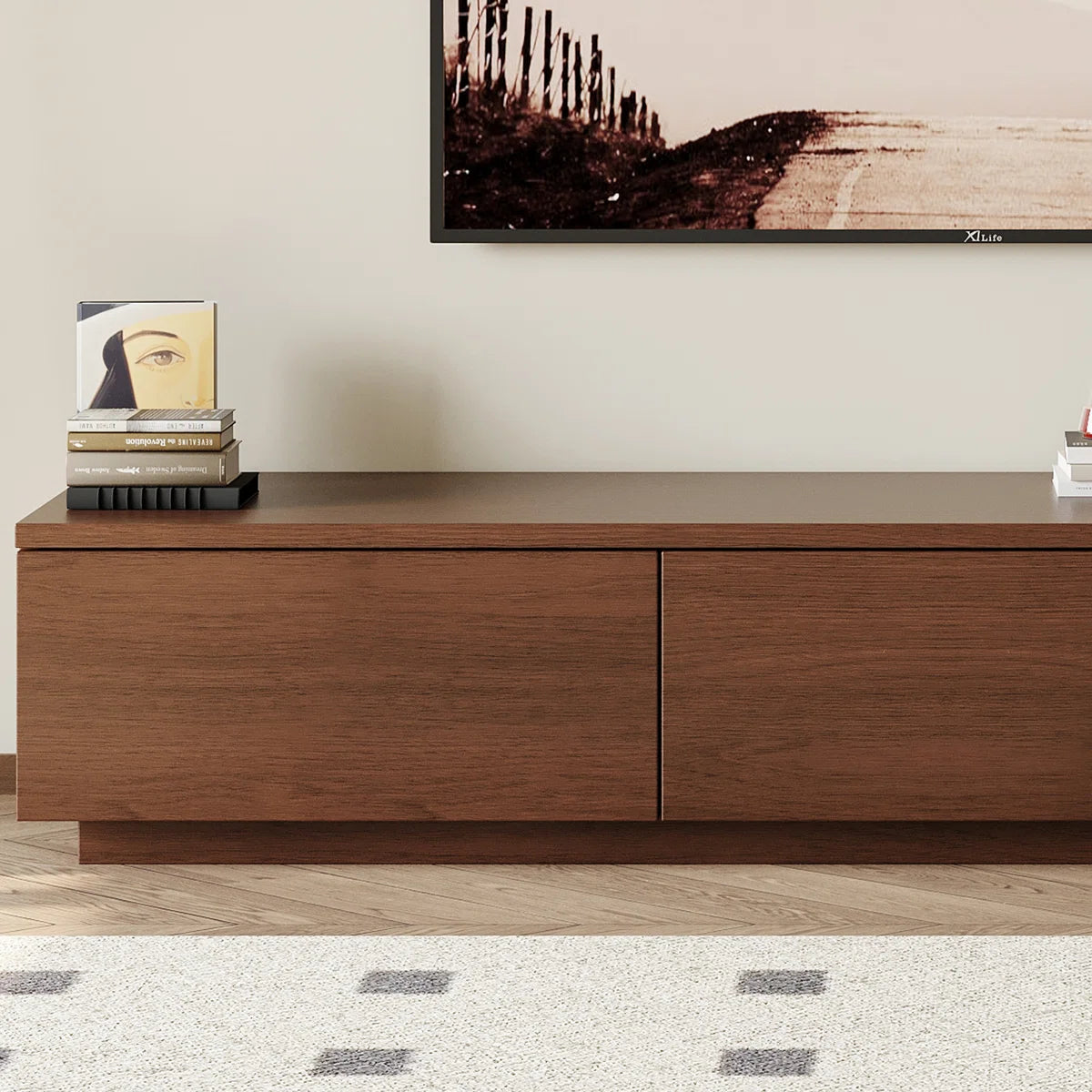 tv panel: Rock panel TV cabinet with stainless electroplated frame, sleek and durable
