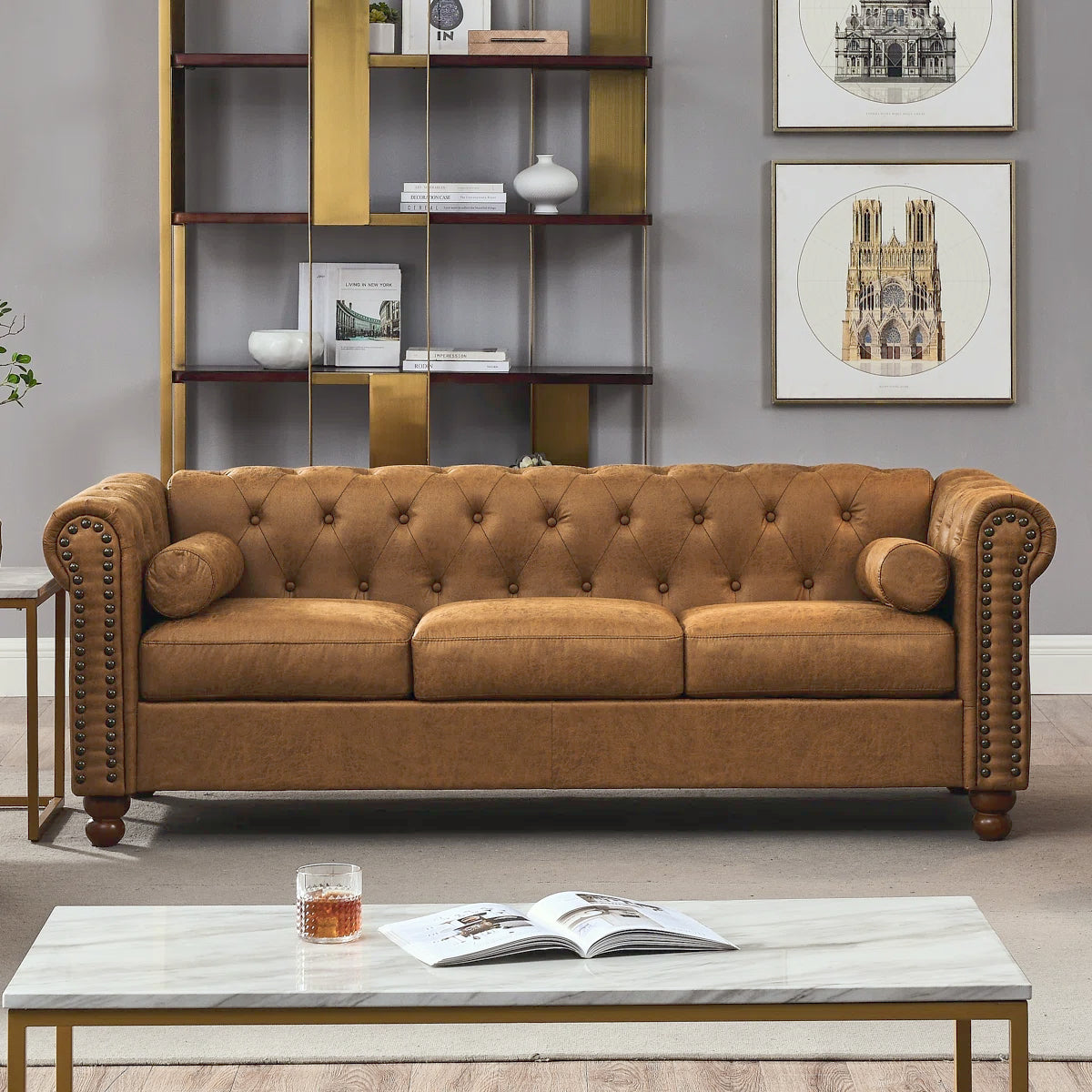 7 Seater Sofa Set: 3-Piece Fabric Leather Living Room Set