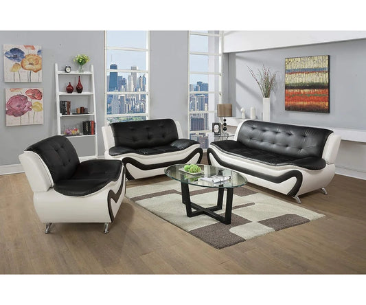 Luxury Sofa Sets: Minimalist Faux Leather 3-Piece Sofa Set – Sofa, Loveseat & Chair