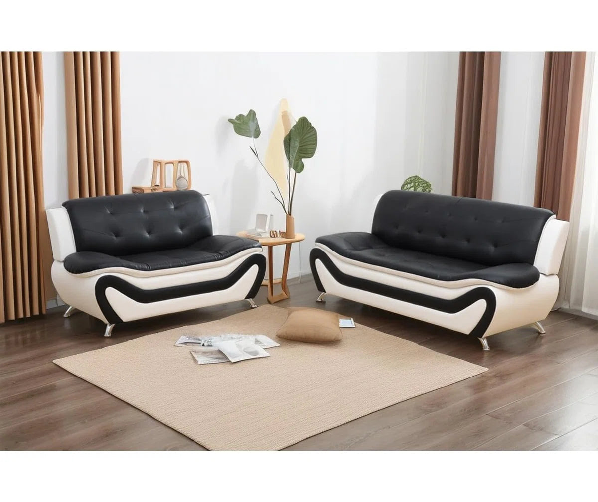 Luxury Sofa Sets: Minimalist Faux Leather 3-Piece Sofa Set – Sofa, Loveseat & Chair