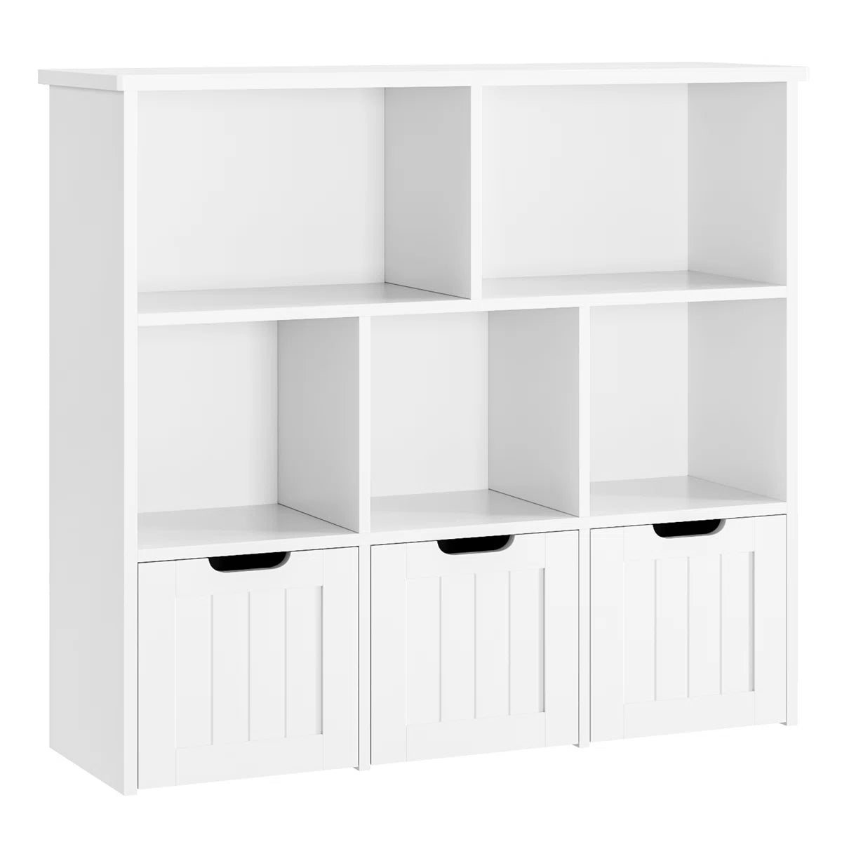 Kids Toy Storage Unit: 39.4'' Wide Engineered Wood Toy Organiser with Drawers, Shelves & Wheels