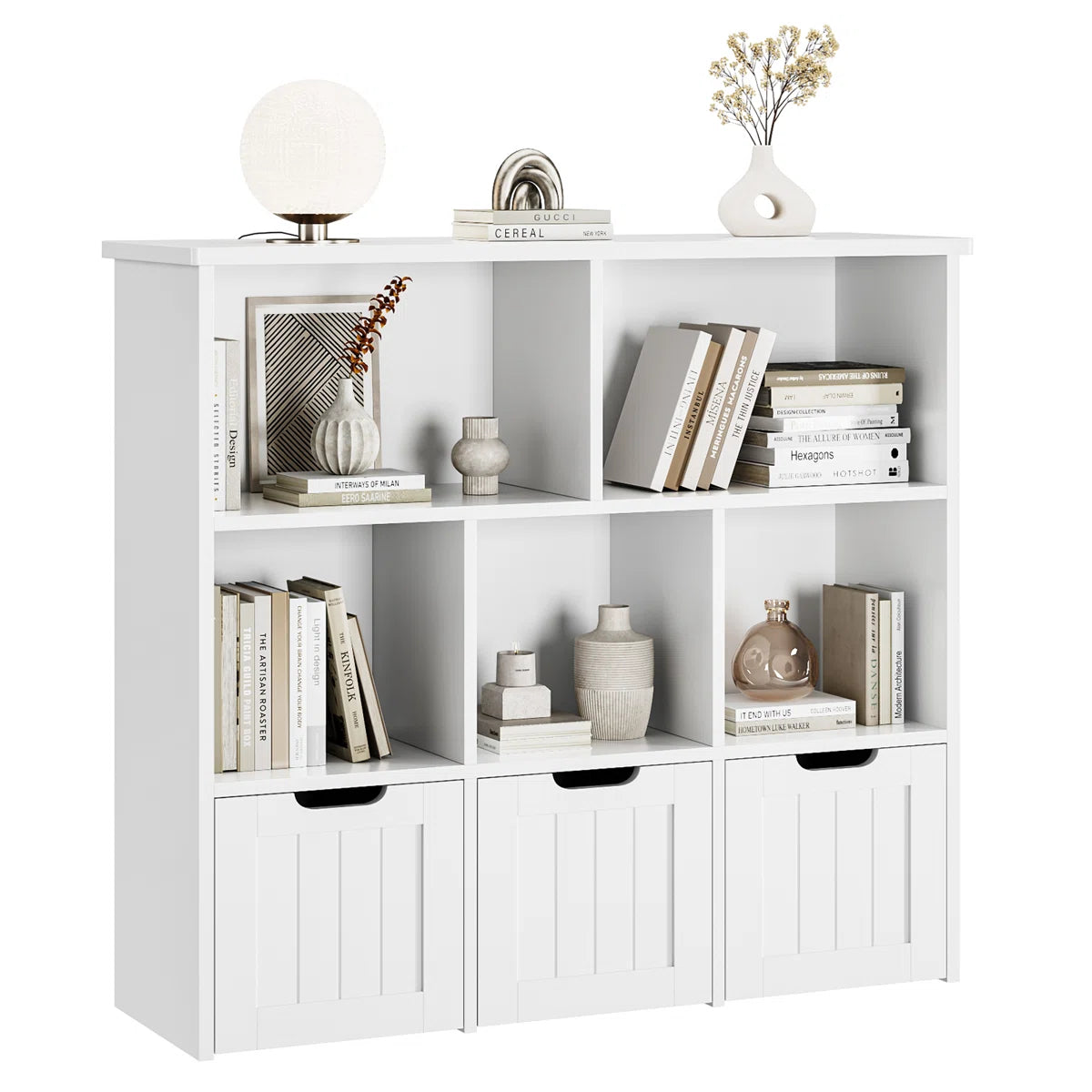 Kids Toy Storage Unit: 39.4'' Wide Engineered Wood Toy Organiser with Drawers, Shelves & Wheels
