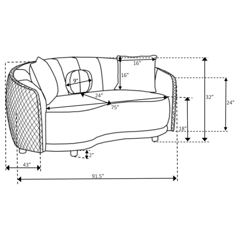 Luxury Sofa Sets: Modern Velvet 2-Piece Sofa & Loveseat with Gold Trim and Tufted Design