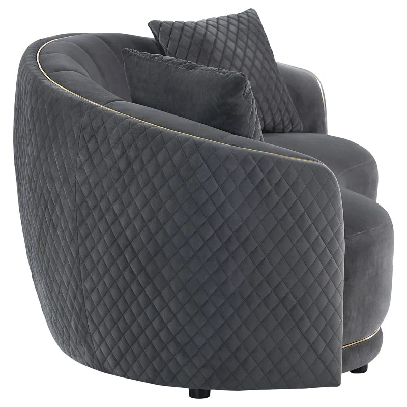 Luxury Sofa Sets: Modern Velvet 2-Piece Sofa & Loveseat with Gold Trim and Tufted Design