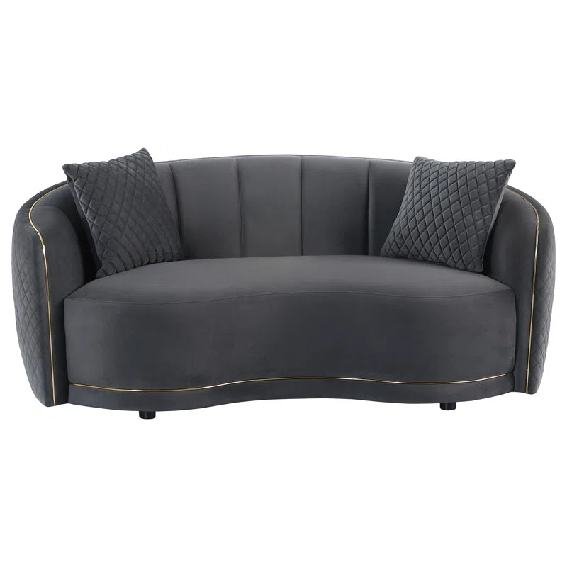 Luxury Sofa Sets: Modern Velvet 2-Piece Sofa & Loveseat with Gold Trim and Tufted Design