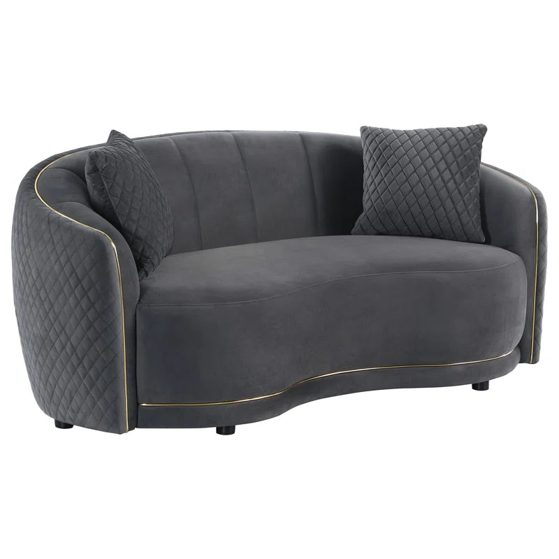 Luxury Sofa Sets: Modern Velvet 2-Piece Sofa & Loveseat with Gold Trim and Tufted Design