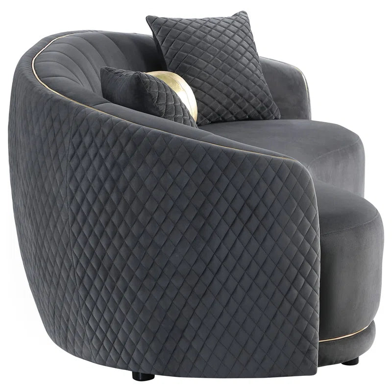 Luxury Sofa Sets: Modern Velvet 2-Piece Sofa & Loveseat with Gold Trim and Tufted Design