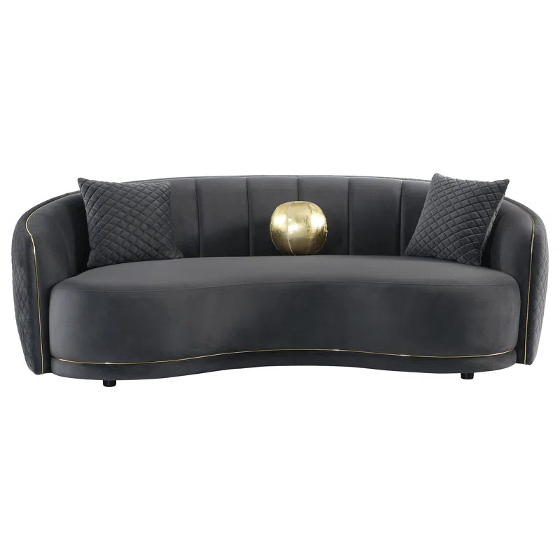 Luxury Sofa Sets: Modern Velvet 2-Piece Sofa & Loveseat with Gold Trim and Tufted Design