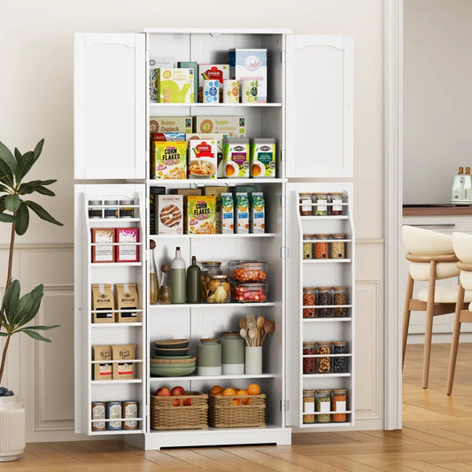 Microwave Stands: Microwave Stand with Storage – 64" Tall Kitchen Pantry with 10 Door Shelves