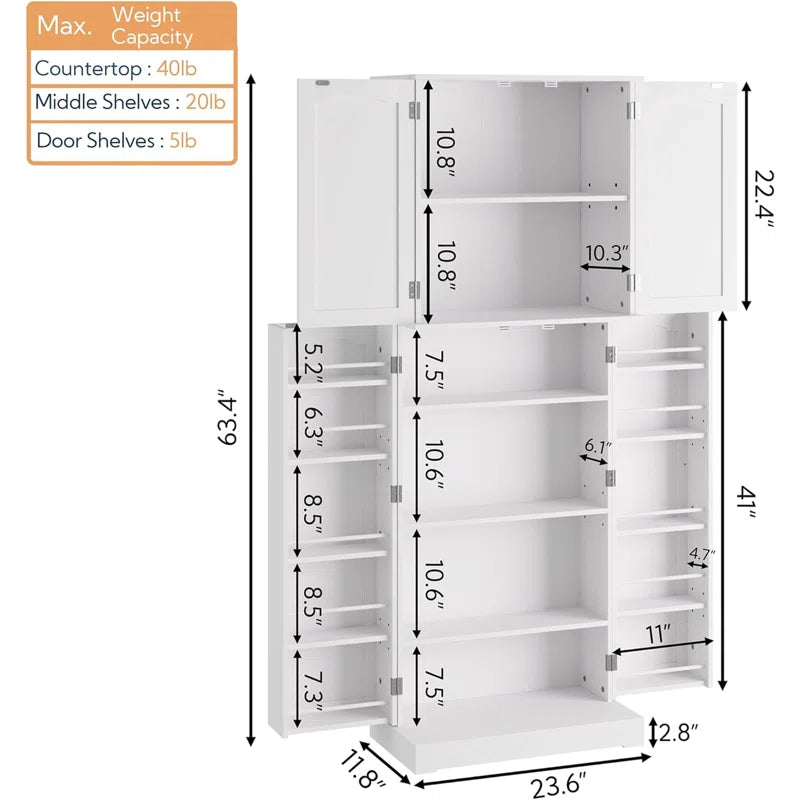 Microwave Stands: Microwave Stand with Storage – 64" Tall Kitchen Pantry with 10 Door Shelves