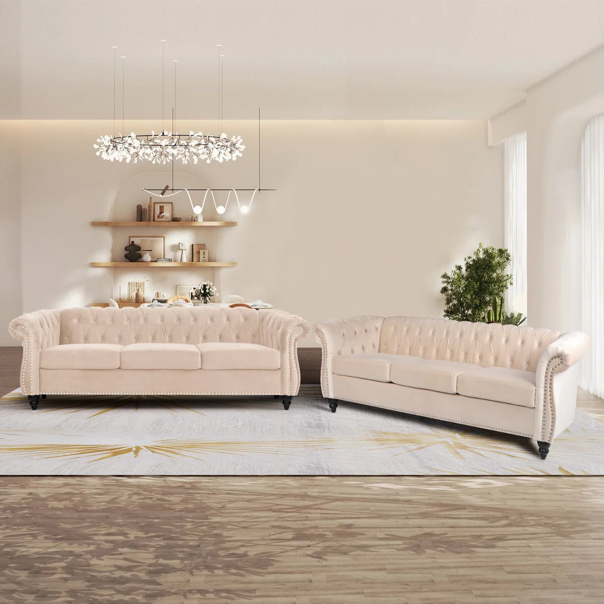 7 Seater Sofa Set: 84'' Upholstered Sofa for Stylish & Compact Living Room