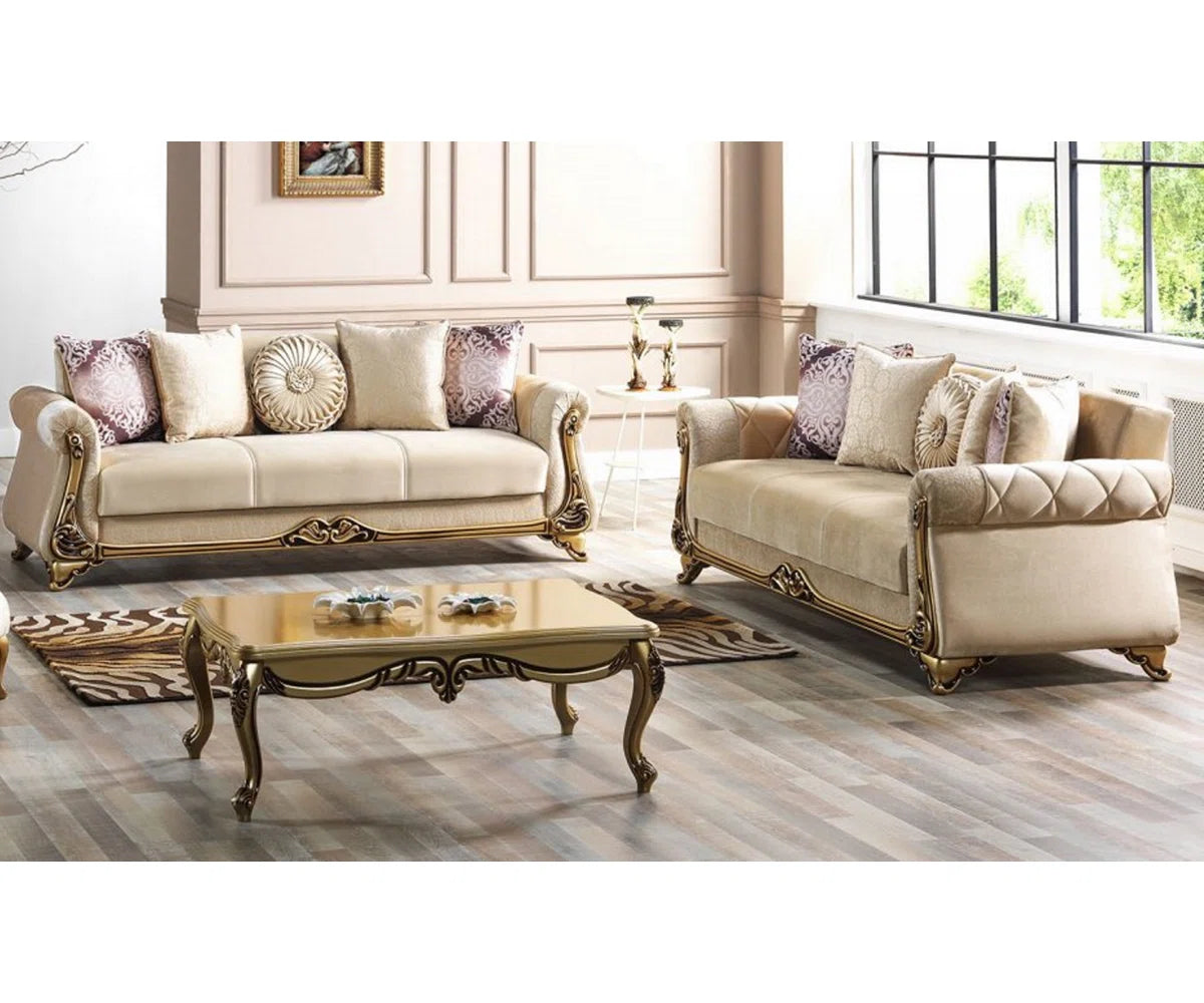 7 Seater Sofa Set: 2-Piece Velvet Living Room Sofa & Loveseat Combo