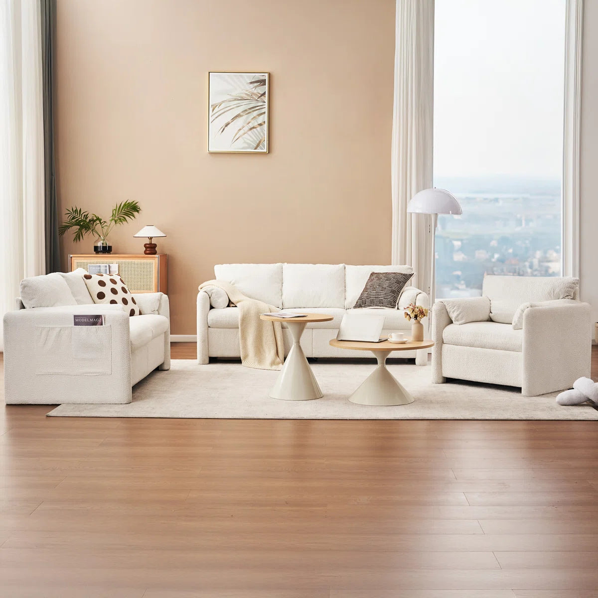 7 Seater Sofa Set: Modern Chenille Living Room Set with Cushioned Back for Ultimate Comfort