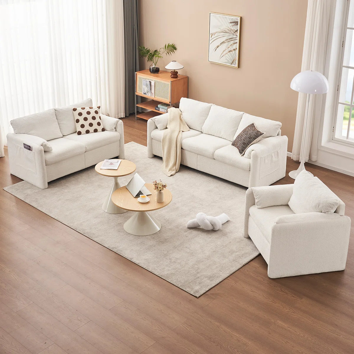 7 Seater Sofa Set: Modern Chenille Living Room Set with Cushioned Back for Ultimate Comfort