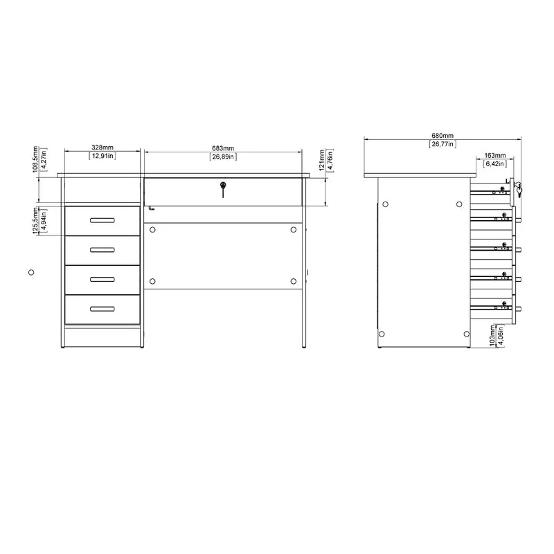Kids Study Table: 43.03'' Wooden Desk