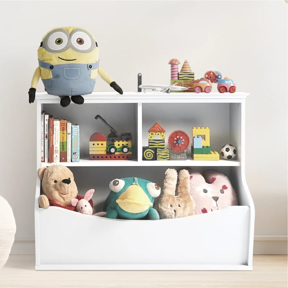 Kids Toy Storage Unit – Caphaus Wooden Toy & Book Organiser for Nursery and Playroom
