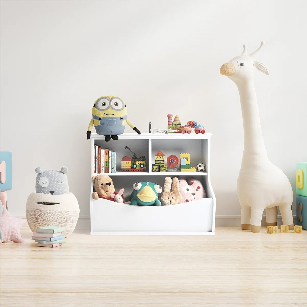 Kids Toy Storage Unit – Caphaus Wooden Toy & Book Organiser for Nursery and Playroom