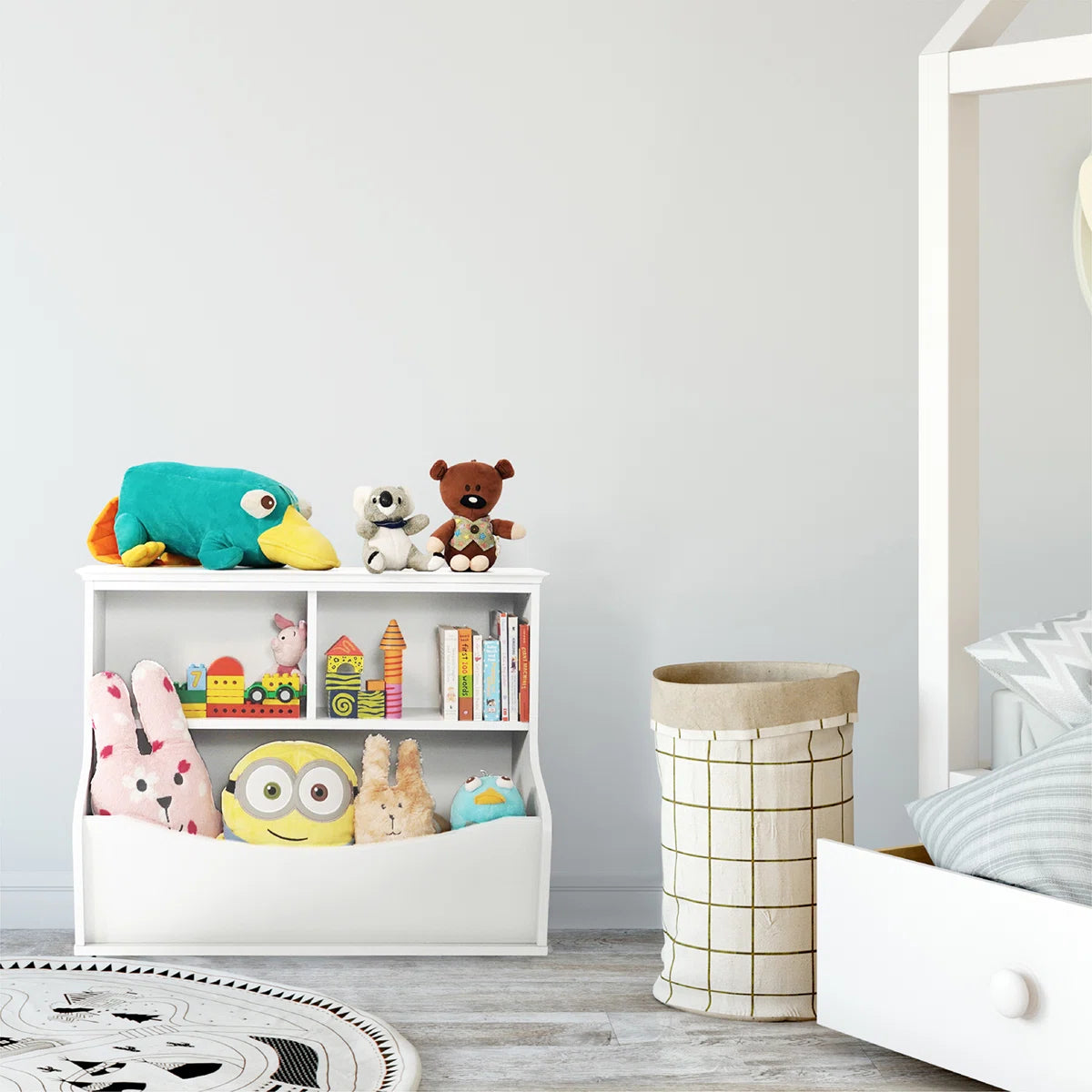 Kids Toy Storage Unit – Caphaus Wooden Toy & Book Organiser for Nursery and Playroom