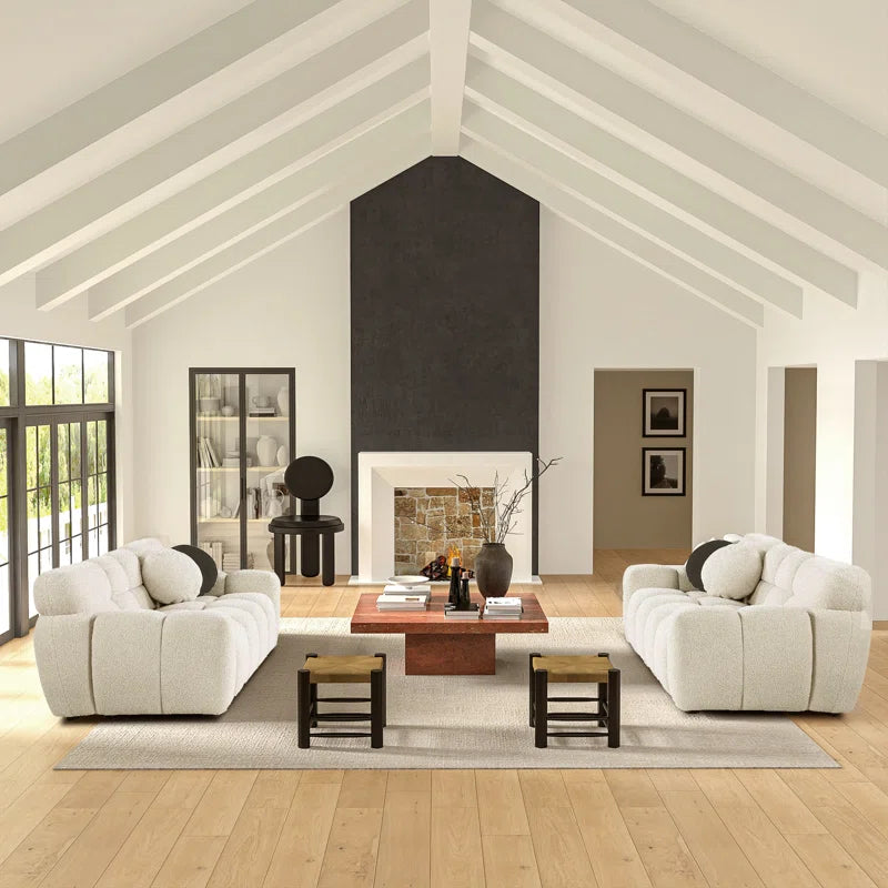 Luxury Sofa Sets: Cosy 2-Piece Sofa and Loveseat Set with Plush Bouclé Upholstery