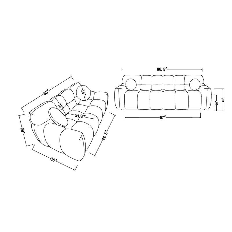 Luxury Sofa Sets: Cosy 2-Piece Sofa and Loveseat Set with Plush Bouclé Upholstery