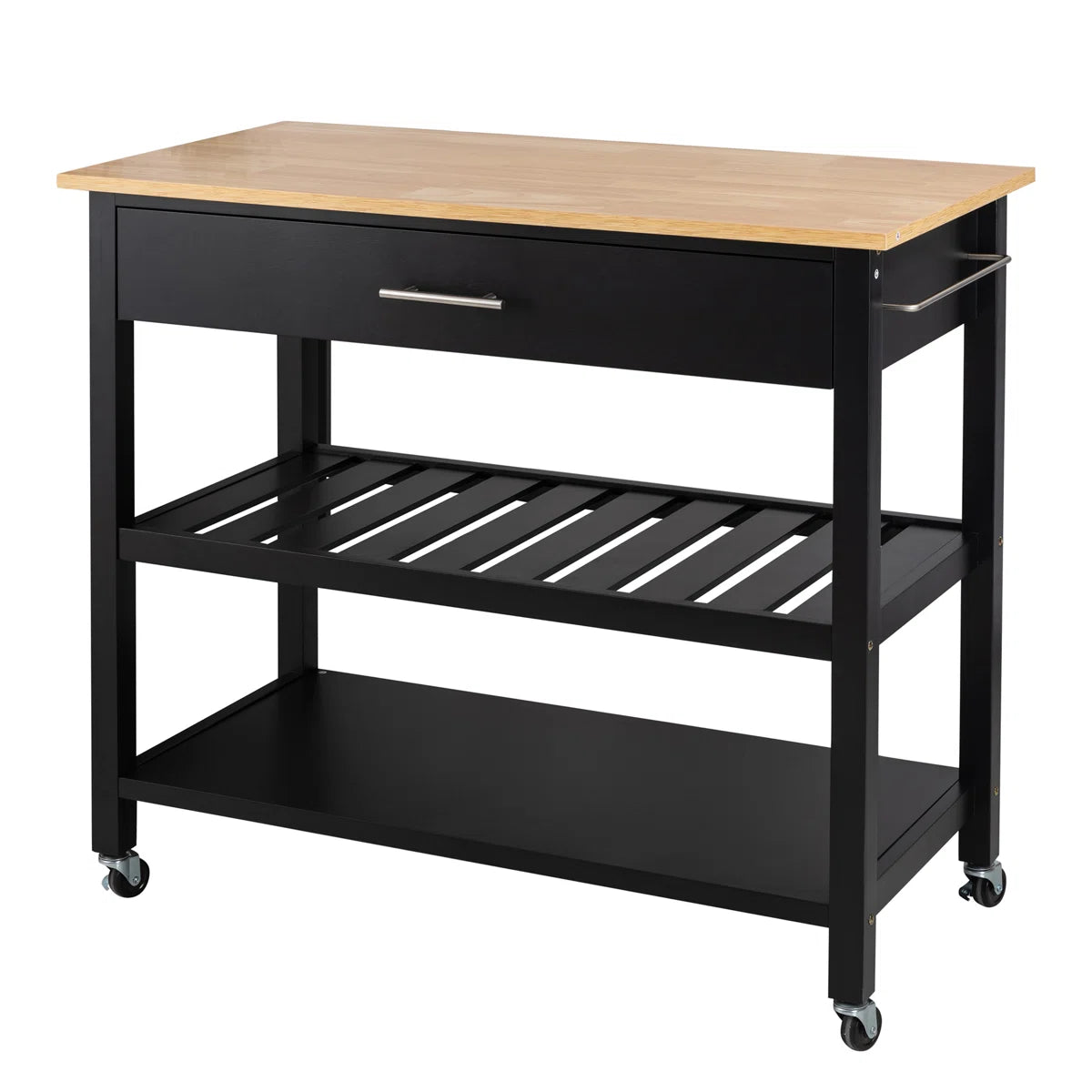Kitchen Rack: Kitchen Island Cart with Open Shelves, Towel Rack, and Adjustable Storage