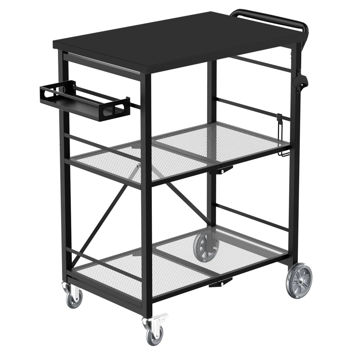 Kitchen Rack: Kitchen Island Rolling Cart Island with Stainless Steel Top and Locking Wheels