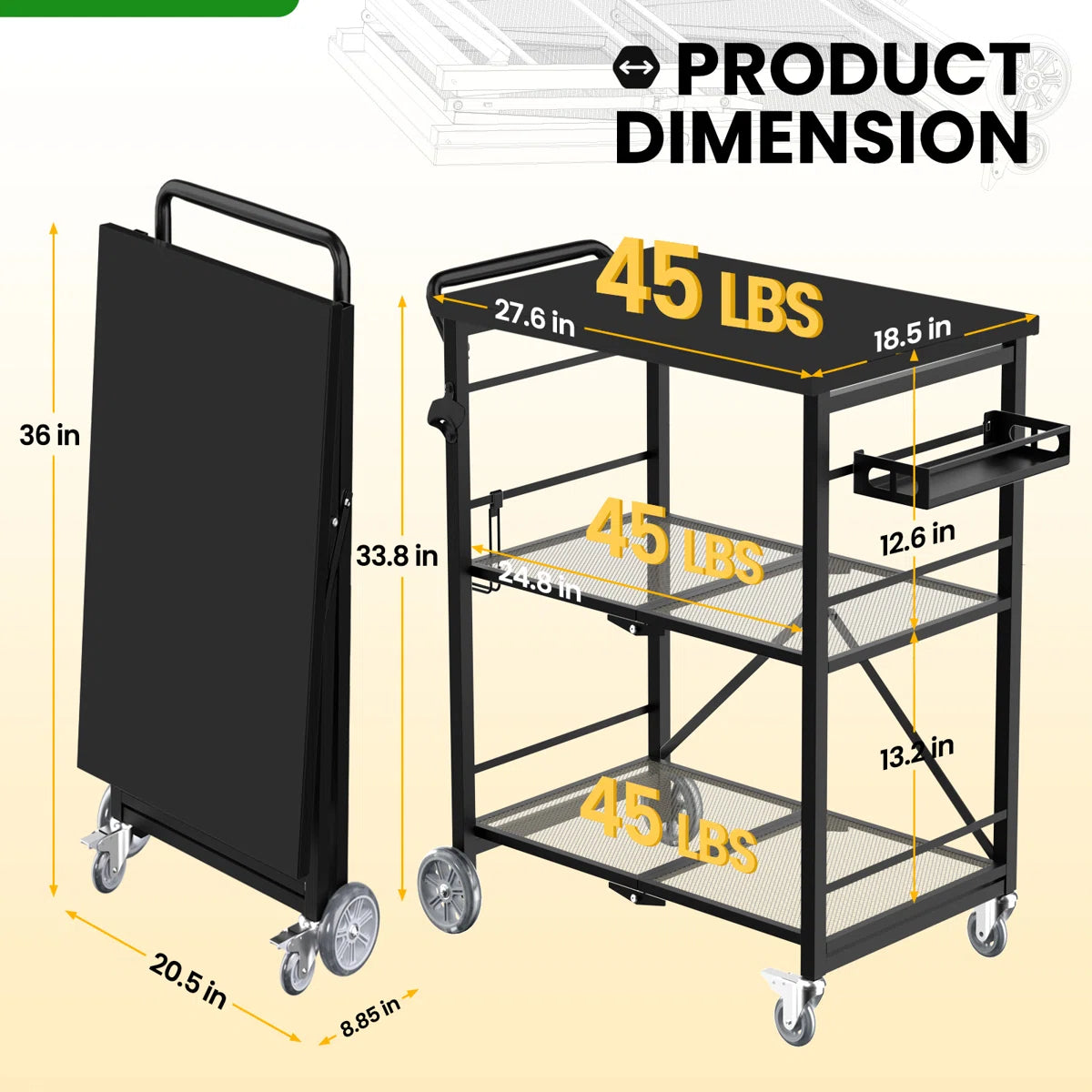 Kitchen Rack: Kitchen Island Rolling Cart Island with Stainless Steel Top and Locking Wheels
