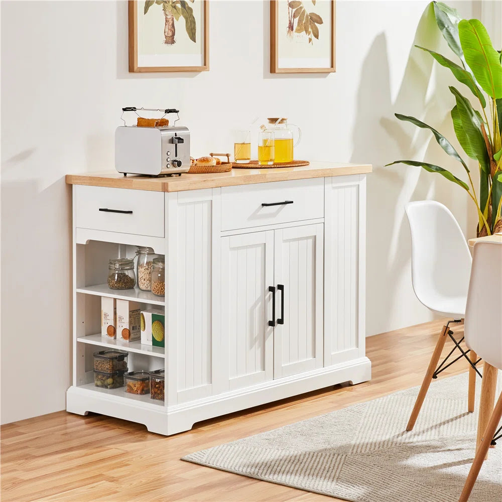 Kitchen Rack: Kitchen Island with Solid Wood Top