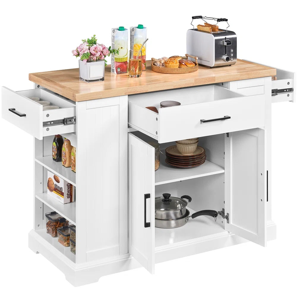 Kitchen Rack: Kitchen Island with Solid Wood Top