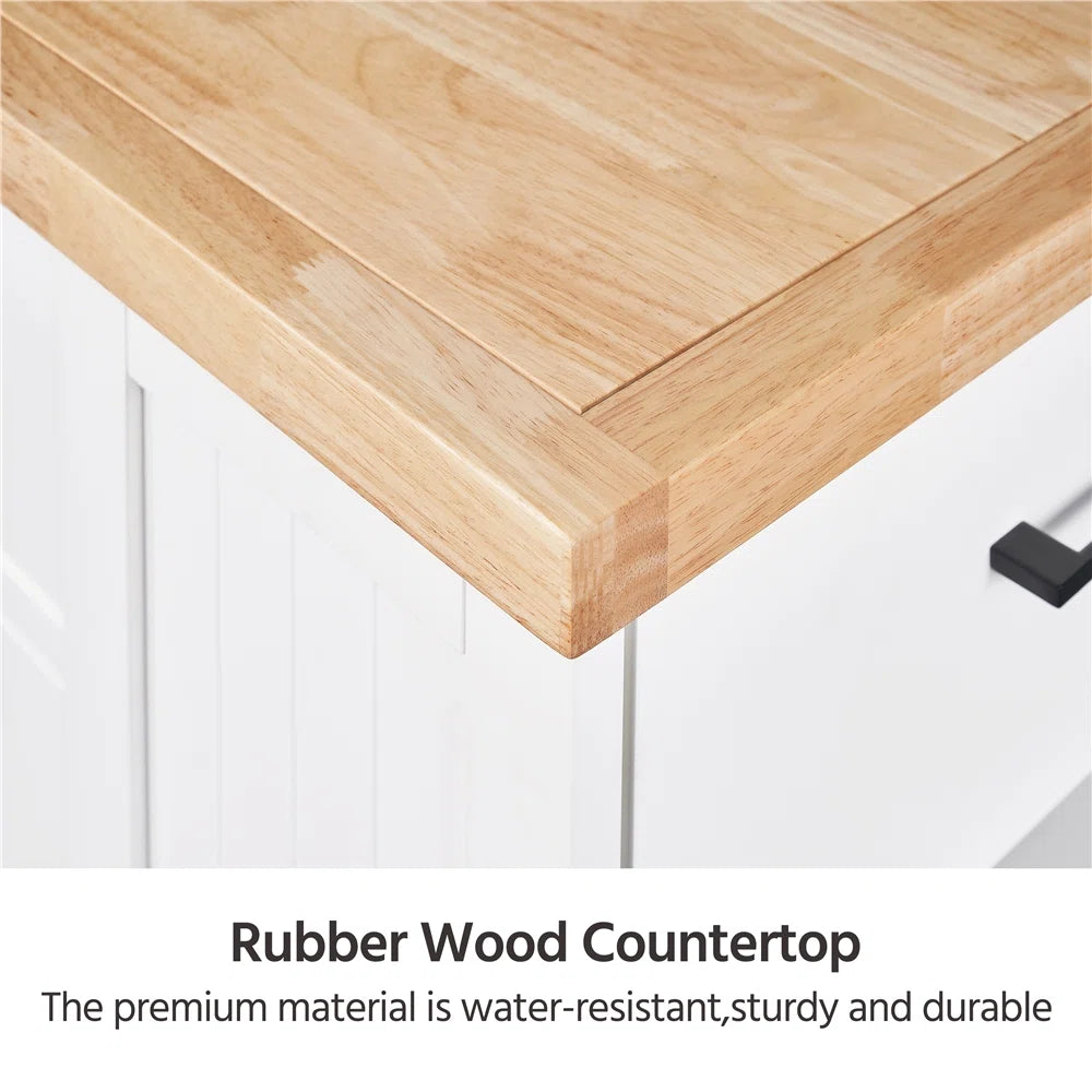Kitchen Rack: Kitchen Island with Solid Wood Top
