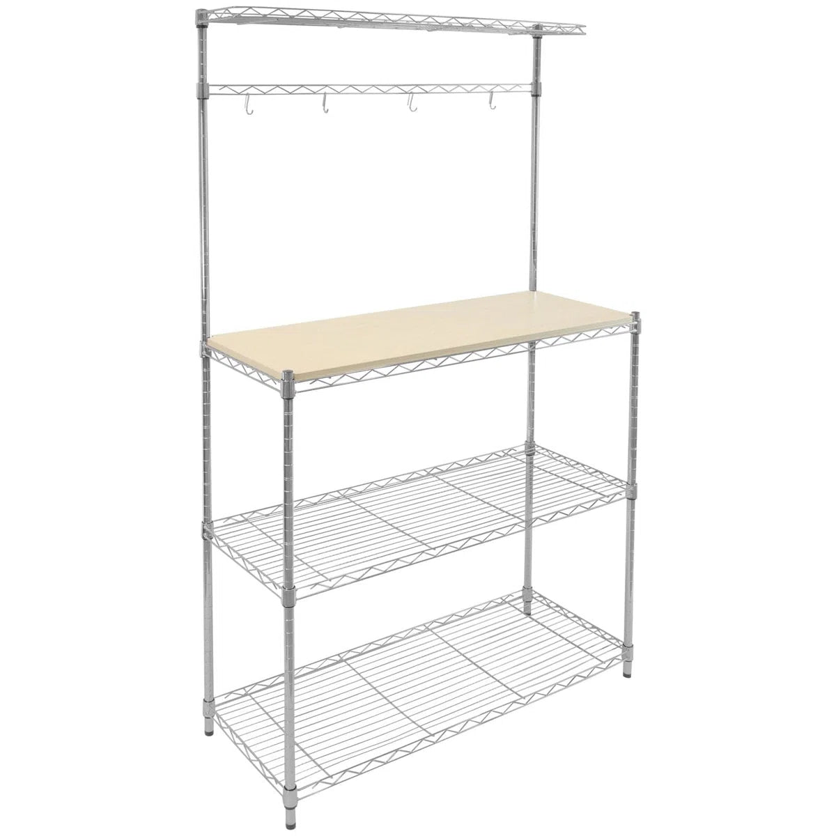 Kitchen Racks: A Baker's Rack in the Kitchen with a Wood Table and Storage