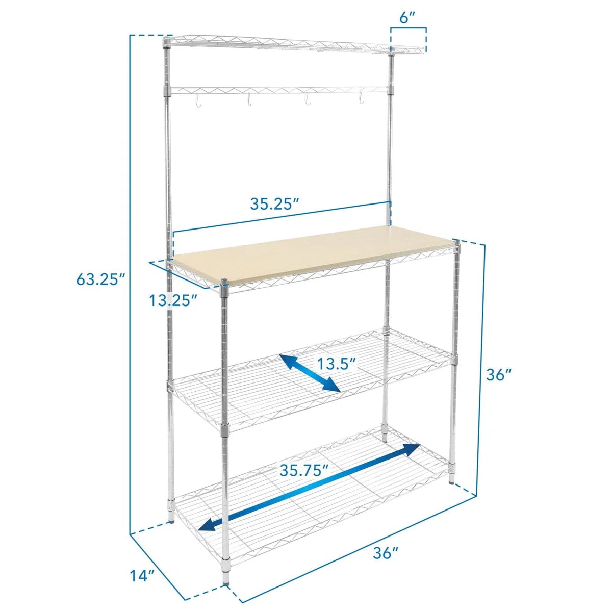 Kitchen Racks: A Baker's Rack in the Kitchen with a Wood Table and Storage