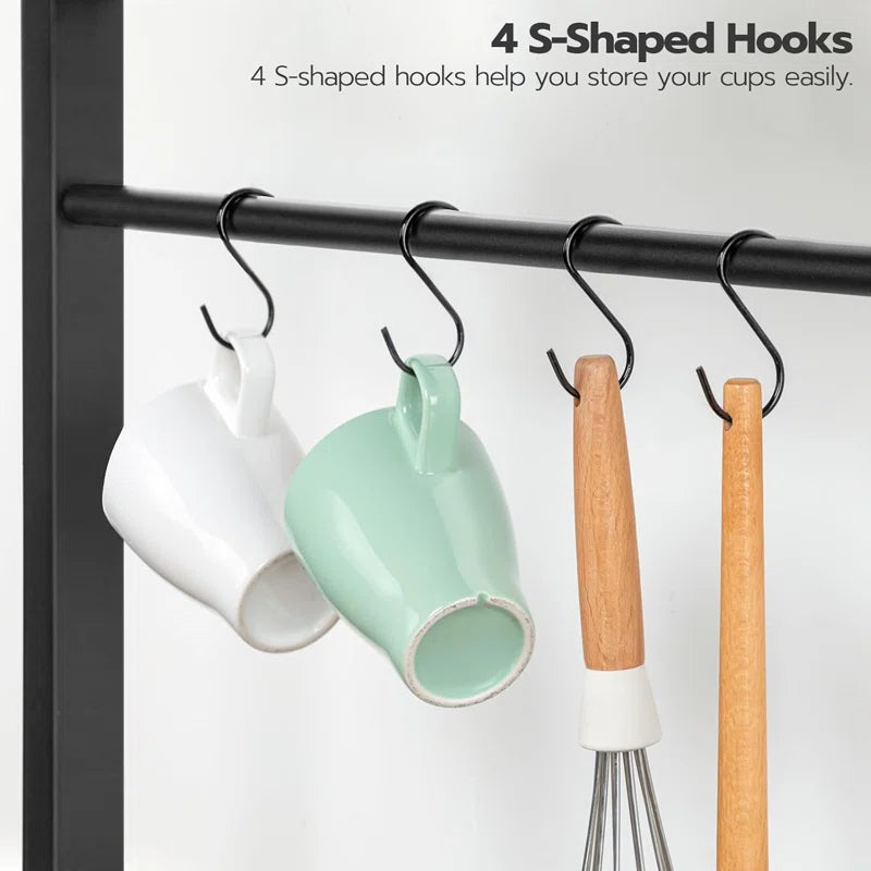 Microwave Stands: Kitchen Bakers Rack With Power Outlets, Shelves, Microwave Stand
