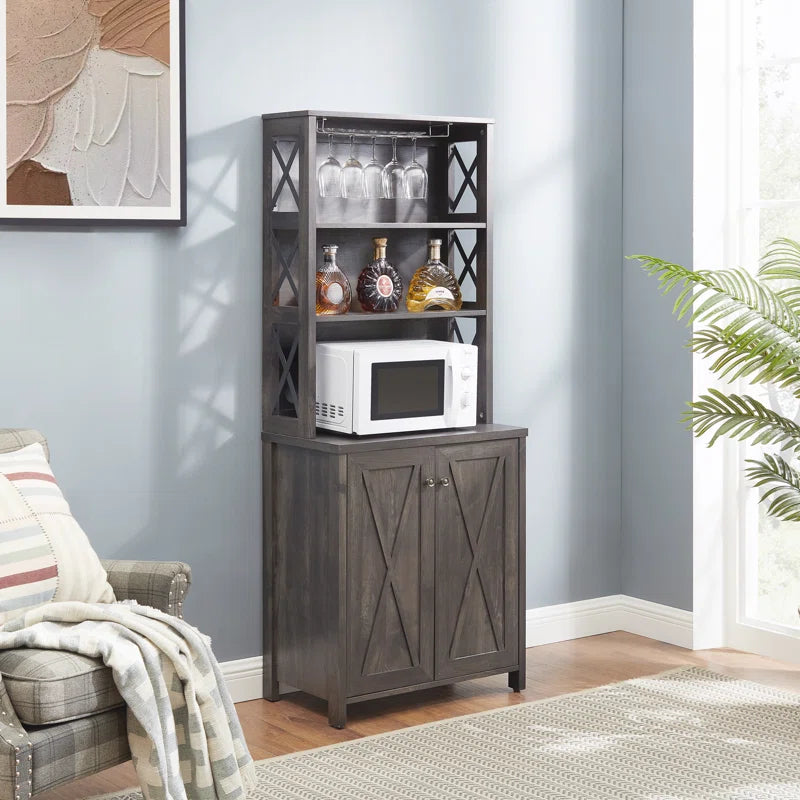 Microwave Stands: Kitchen Hutch with Microwave Stand Metal Frame